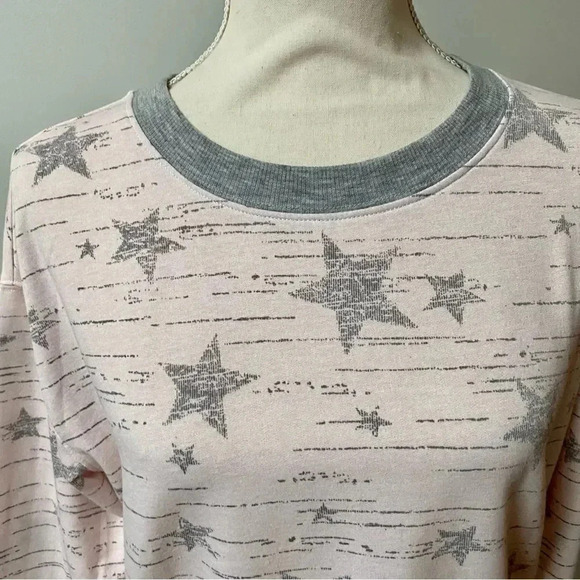 Splendid Pink Gray Star Lounge Sweatshirt Small Cozy Soft Pullover Casual - Picture 5 of 16
